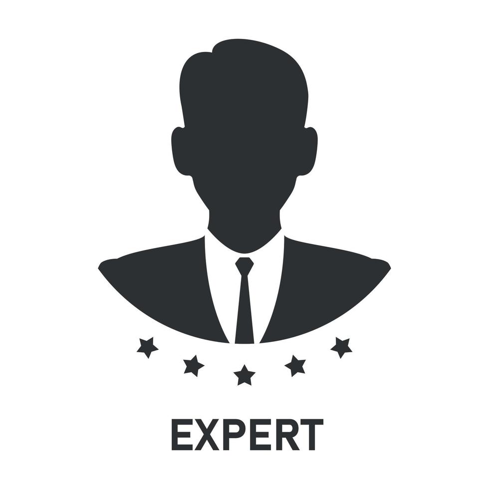 Professional man Expert icon. Business Advice. Decision support. Employment services icon. Suggestion. Vector illustration