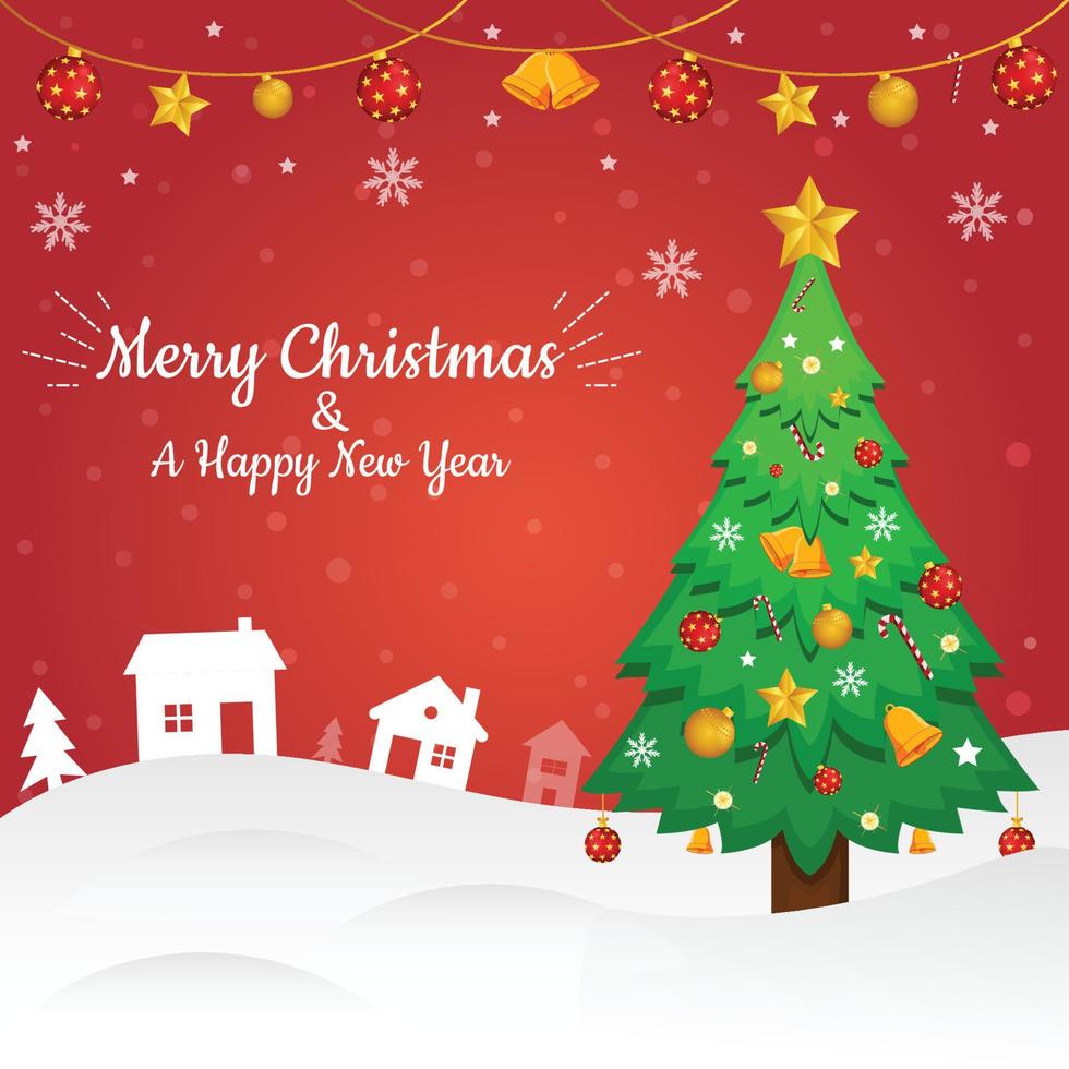 Merry Christmas Dark Red Background Vector Illustration Graphic