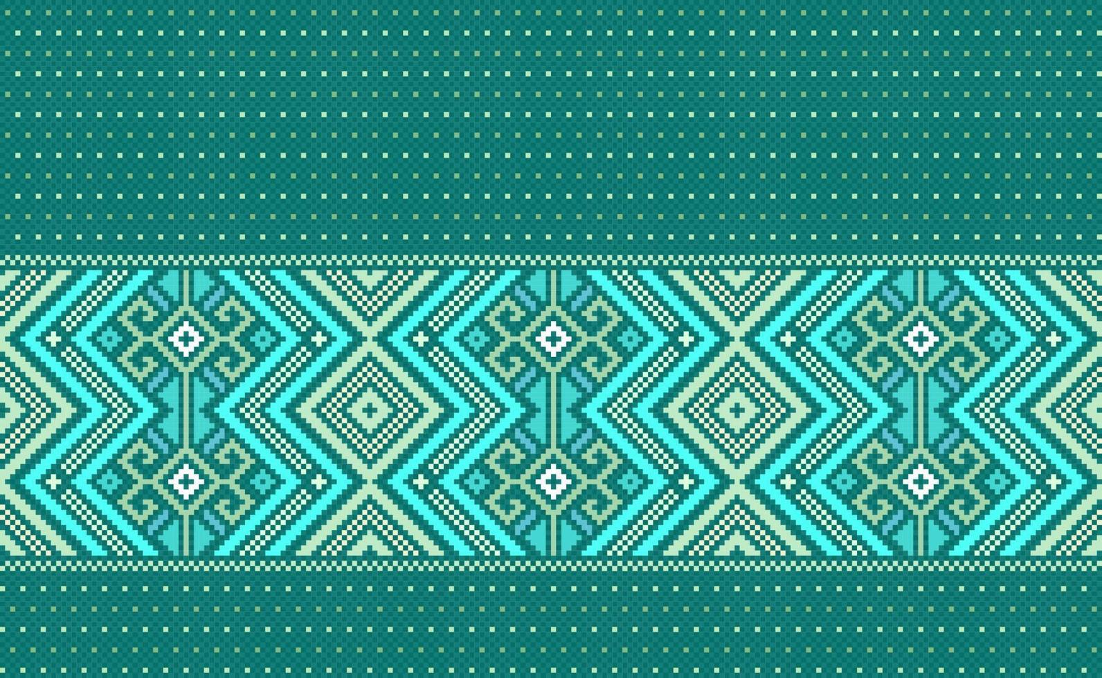 Pixel ethnic pattern, Vector embroidery jacquard background, Geometric handcraft beautiful style