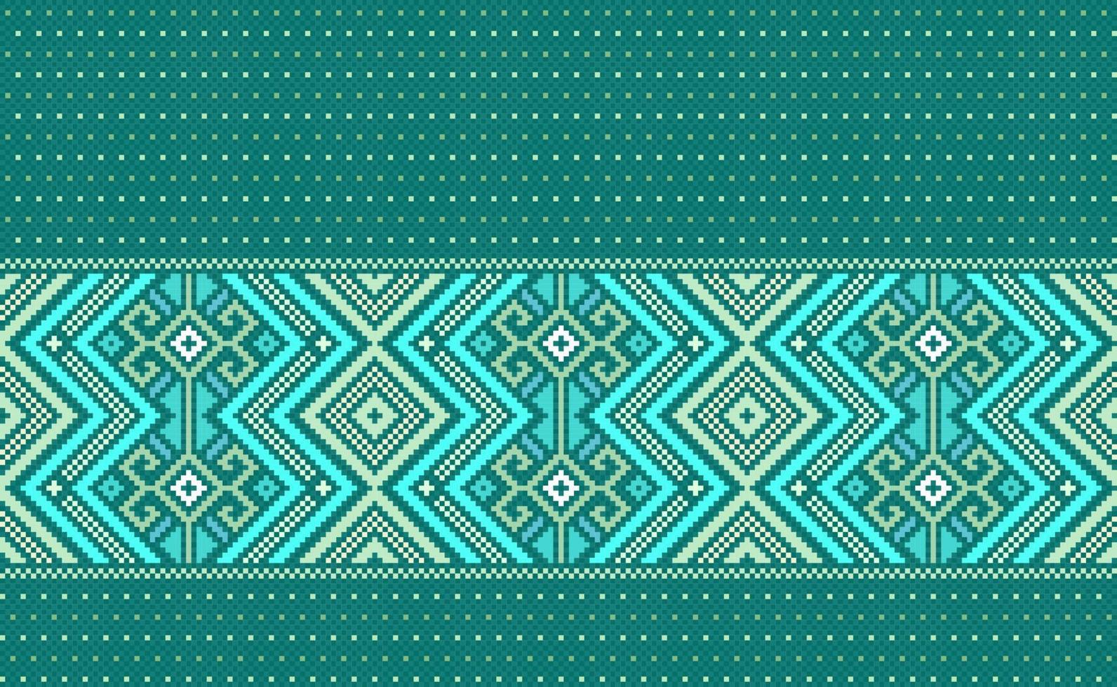 Pixel ethnic pattern, Vector embroidery jacquard background, Geometric handcraft beautiful style