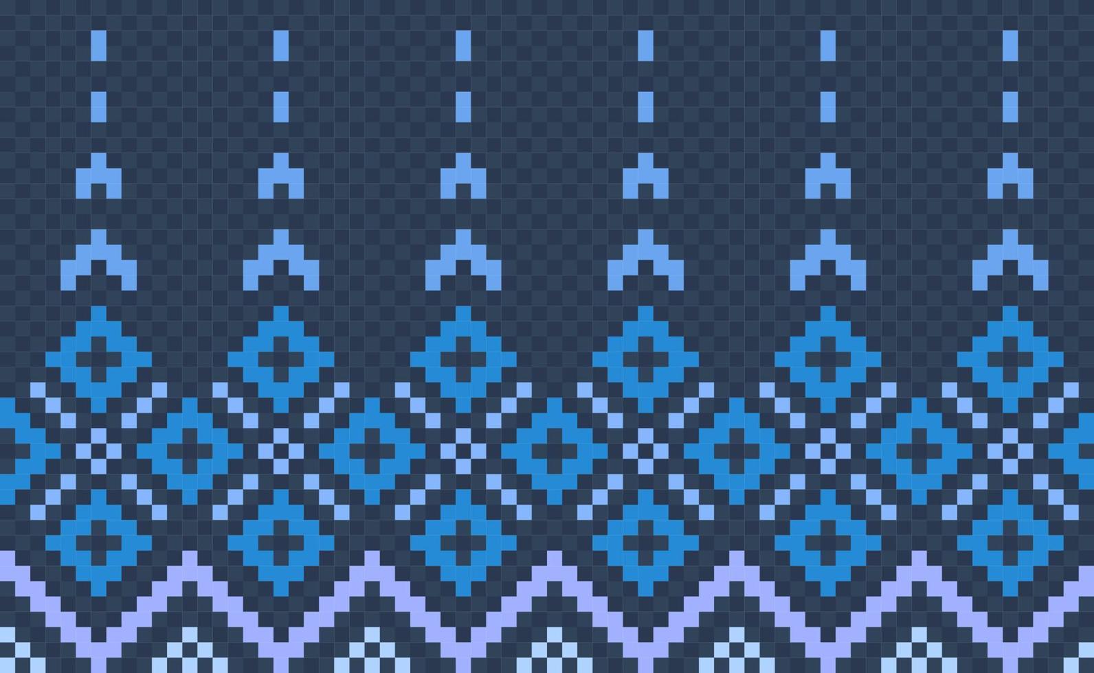 Embroidery ethnic pattern, Vector Geometric ornamental background, Cross stitch cross stitch antique style, Blue pattern ornament repeat, Design for textile, fabric, clothing, digital print
