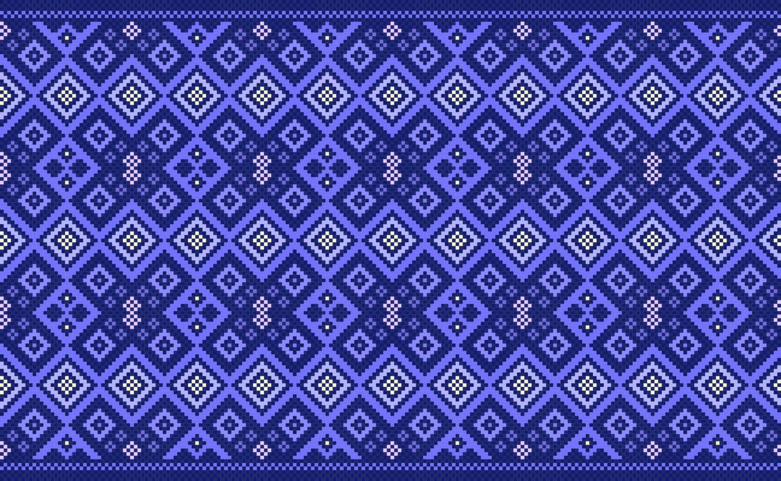 Embroidery ethnic pattern, Vector Geometric aztec background, Cross stitch continuous Nordic style