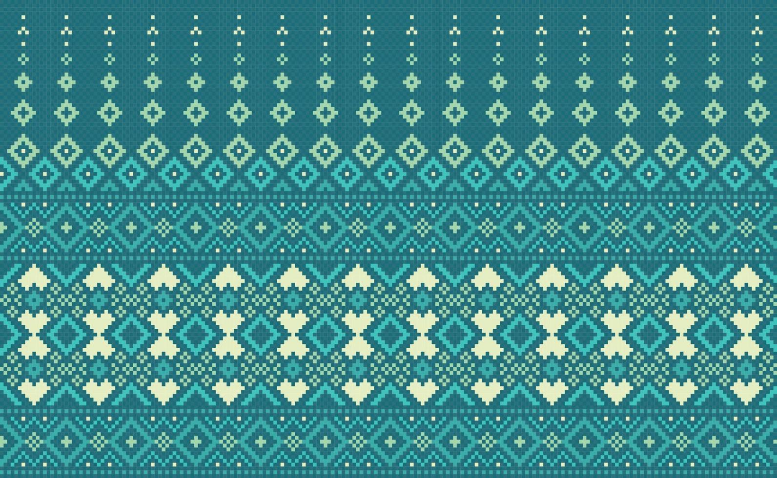 Geometric ethnic pattern, Vector embroidery geometry background, Pixel endless geometric style
