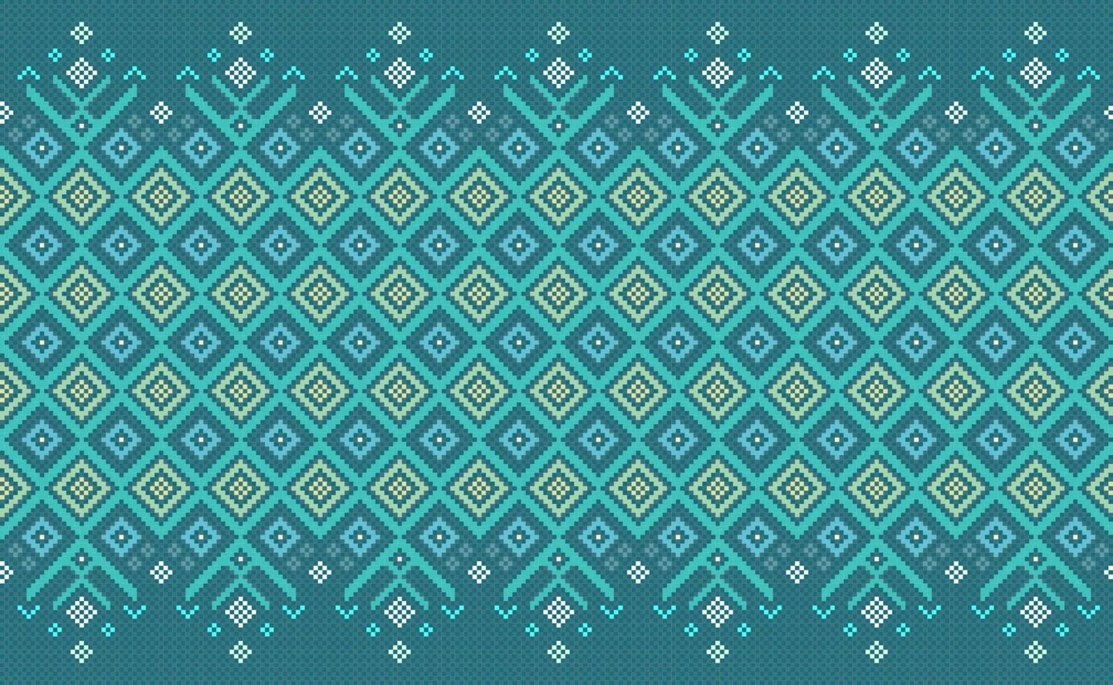 Geometric ethnic pattern, Vector embroidery jacquard background, Pixel handcraft beautiful style