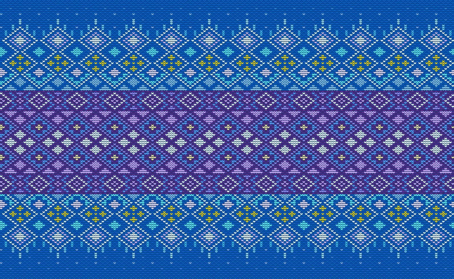 Design knit pattern vector, Cross stitch ethnic ornament background, Embroidery seamless geometry vector