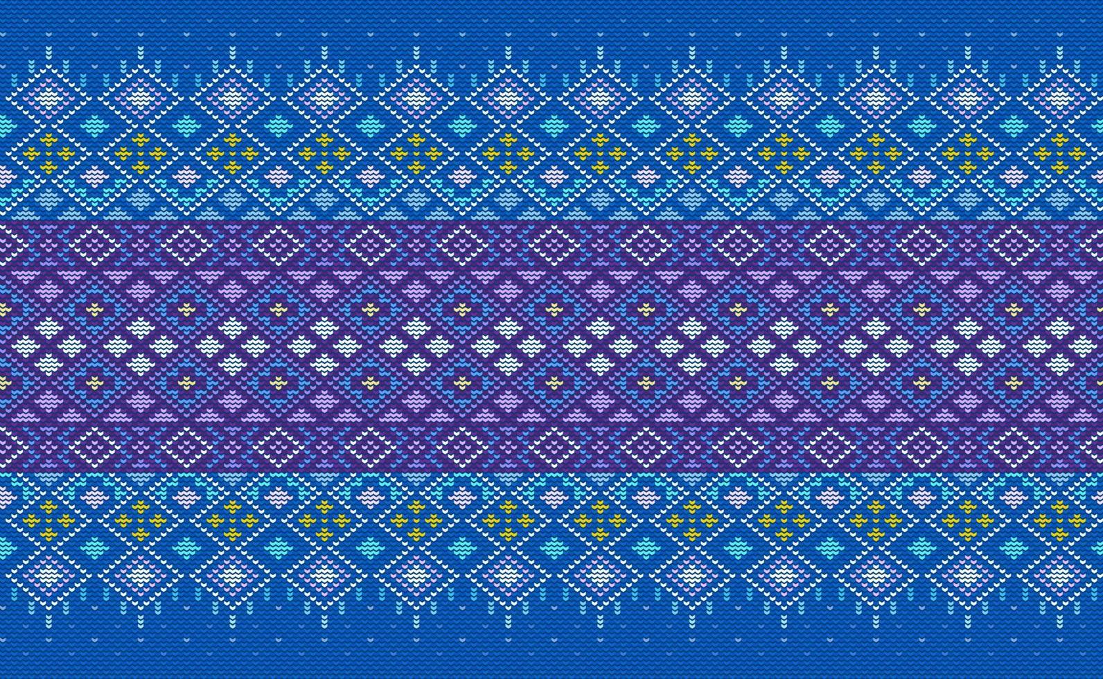 Design knit pattern vector, Cross stitch ethnic ornament background, Embroidery seamless geometry vector