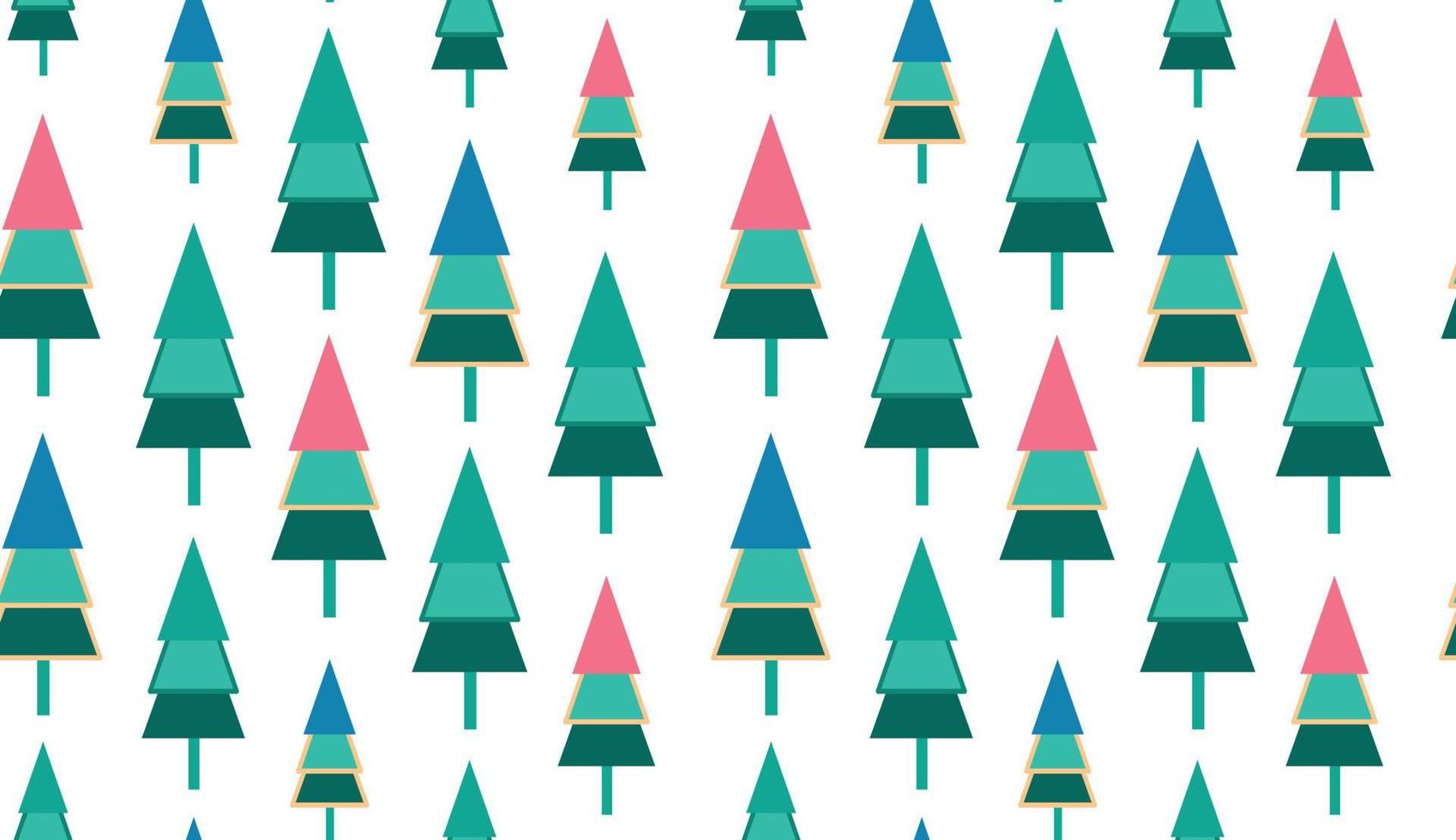 Christmas seamless pattern, white background. Forest deer, green fir, spruce trees. Vector illustration