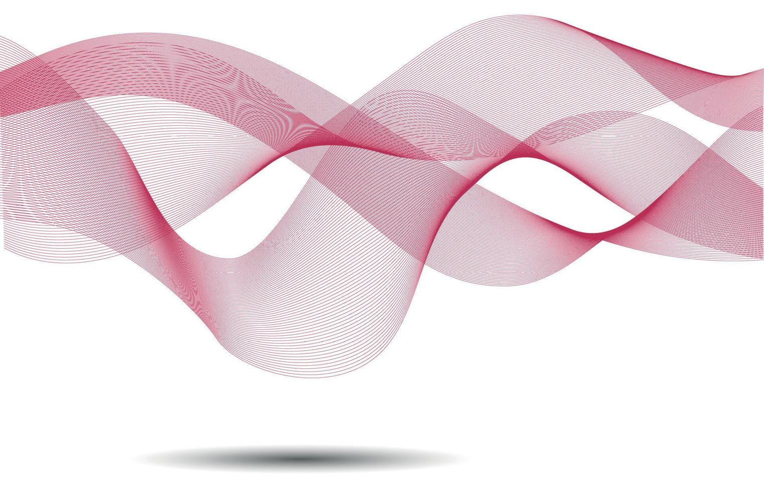 Abstract wave element for design. Digital frequency track equalizer. Colorful shiny wave with lines created using blend tool. Curved wavy line, smooth stripe. Viva Magenta color background vector