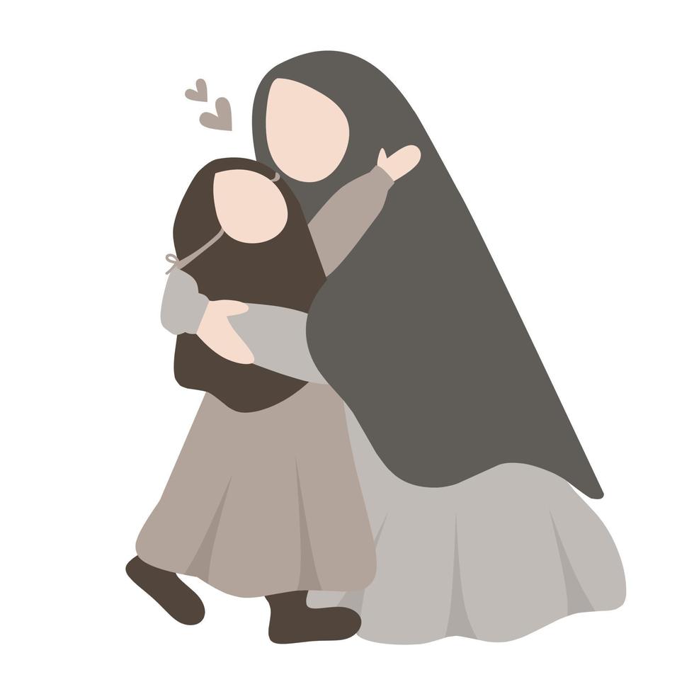 Muslim mother and her daughter vector