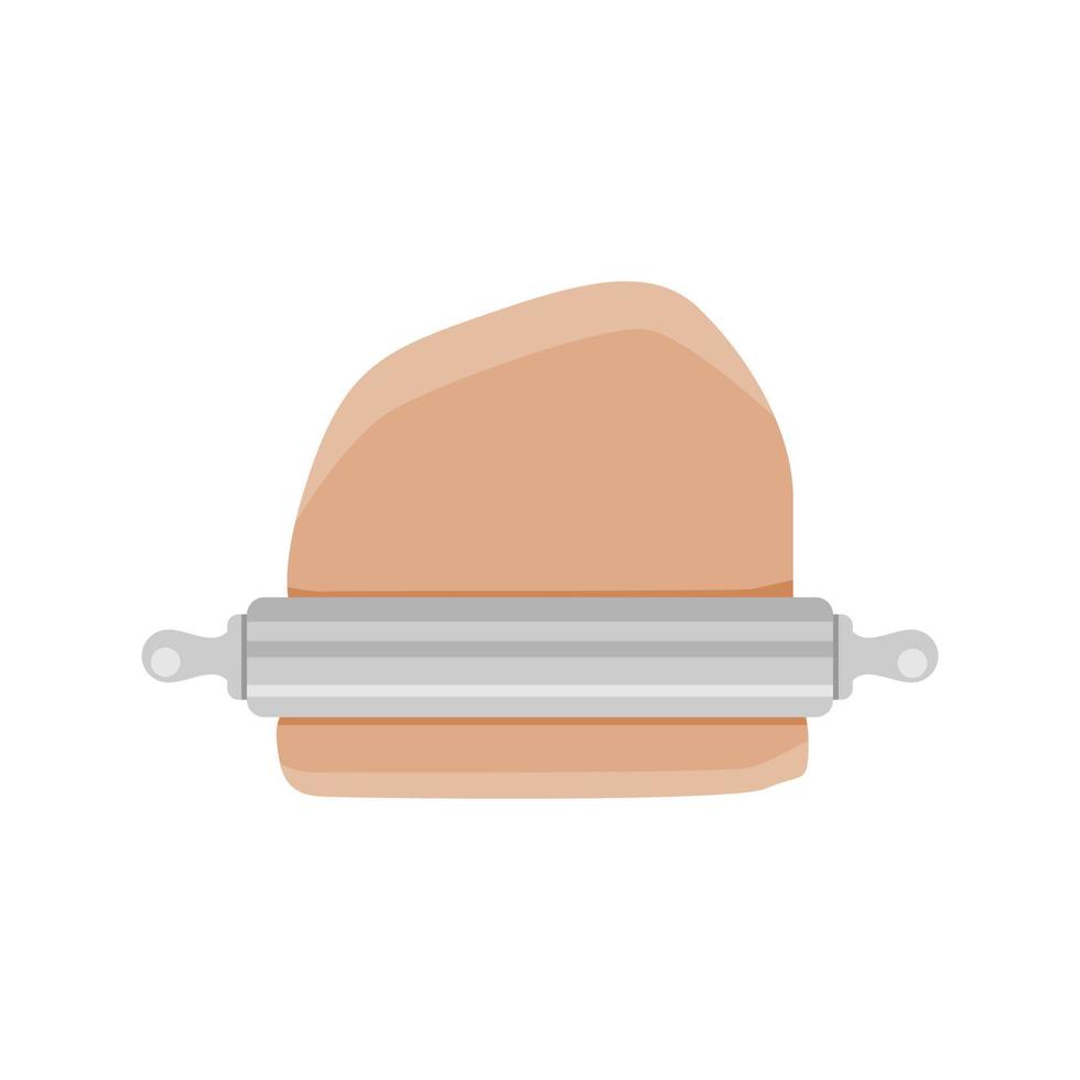 flat illustration of a rolling pin with pastry dough. pastry tool vector graphic.