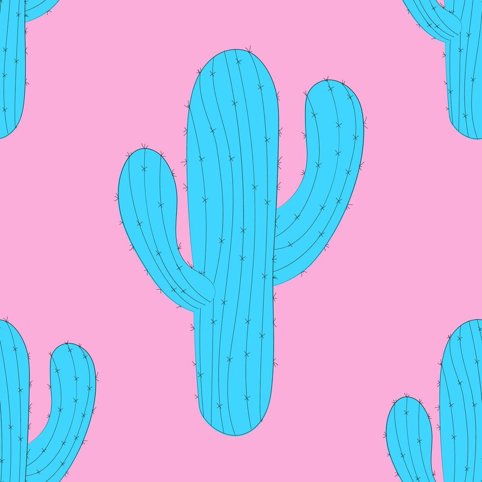 Vector seamless pattern with cactus