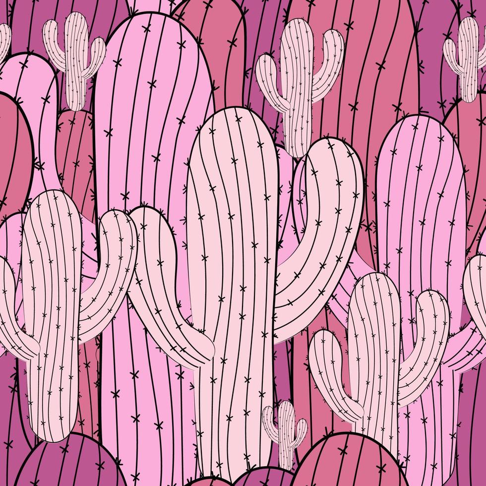 Vector seamless pattern with cactus