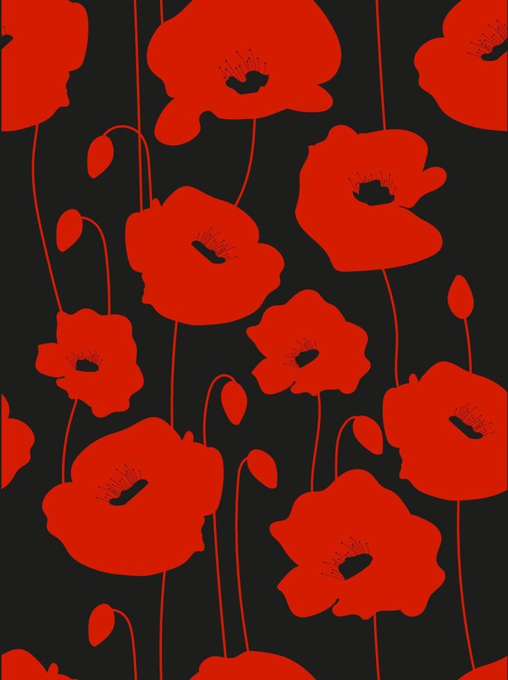 Seamless pattern in the form of a poppy flower. Vector illustration