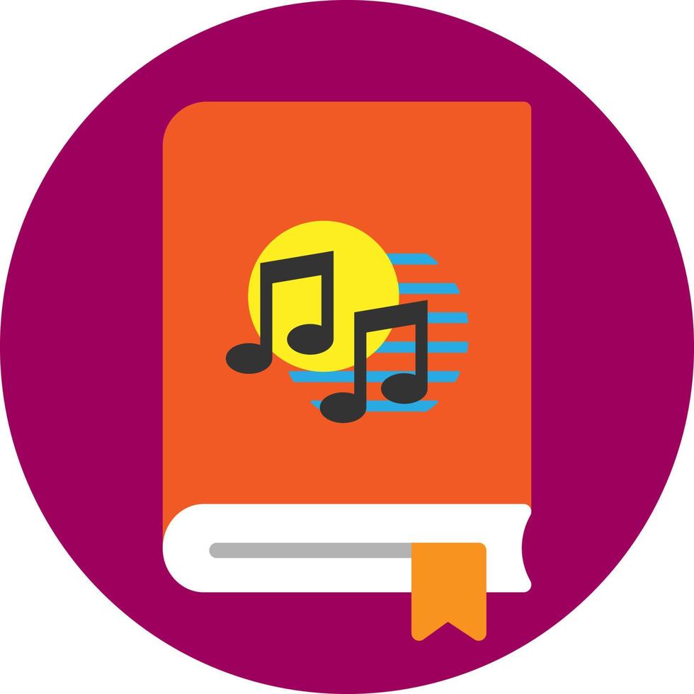 icono plano del libro de música vector