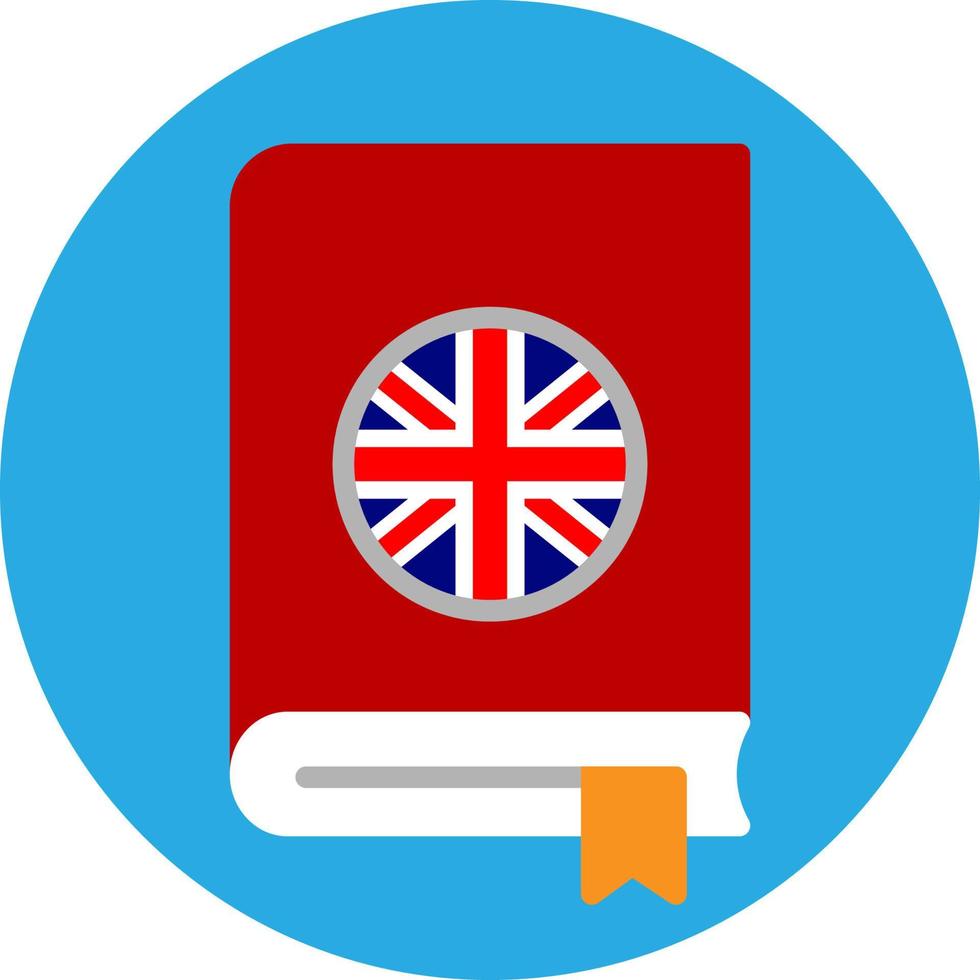 icono plano de libro de ingles vector