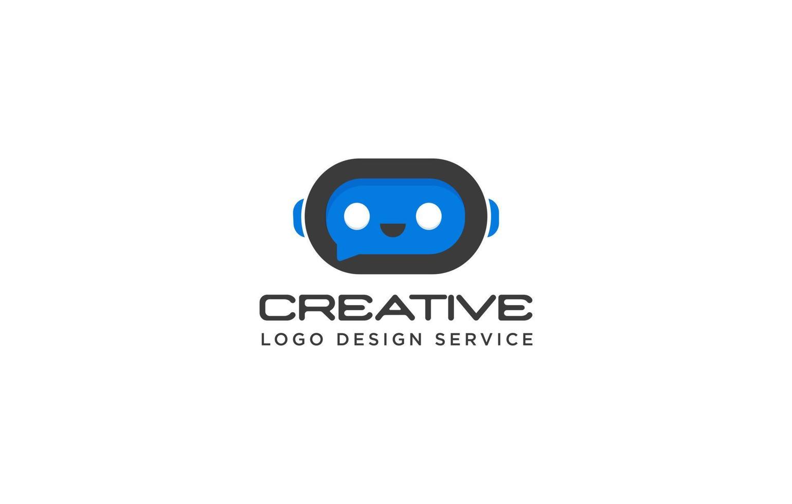 Chat bot or robot head also robot logo vector template