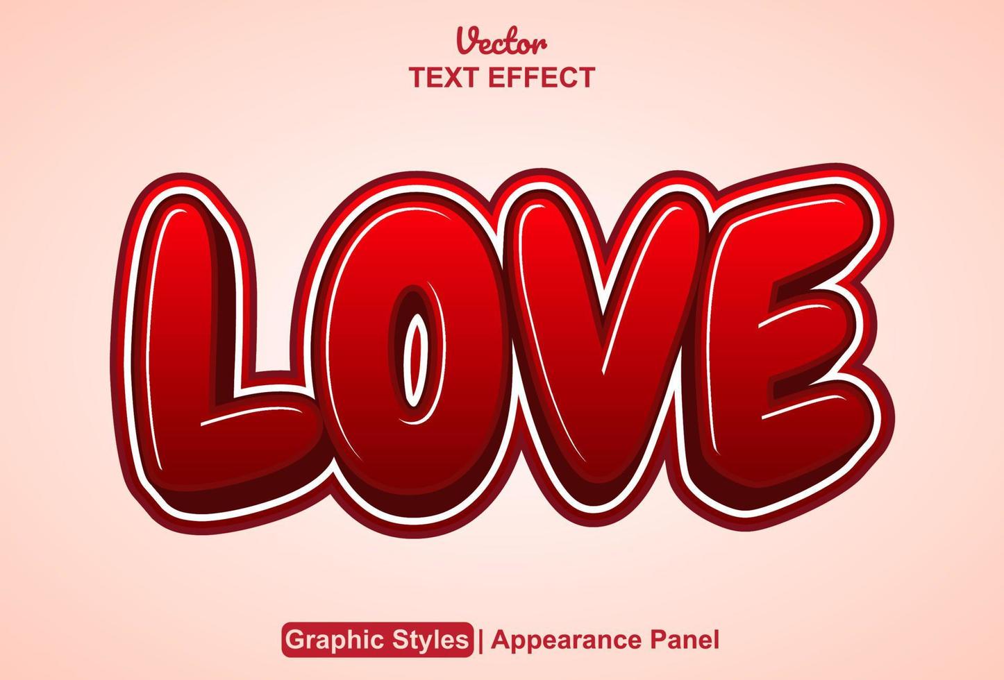 efecto de texto de amor con estilo gráfico y editable. vector