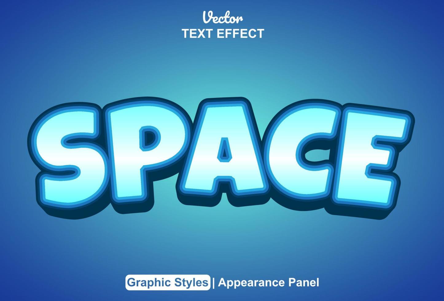 efecto de texto espacial con estilo gráfico y editable. vector