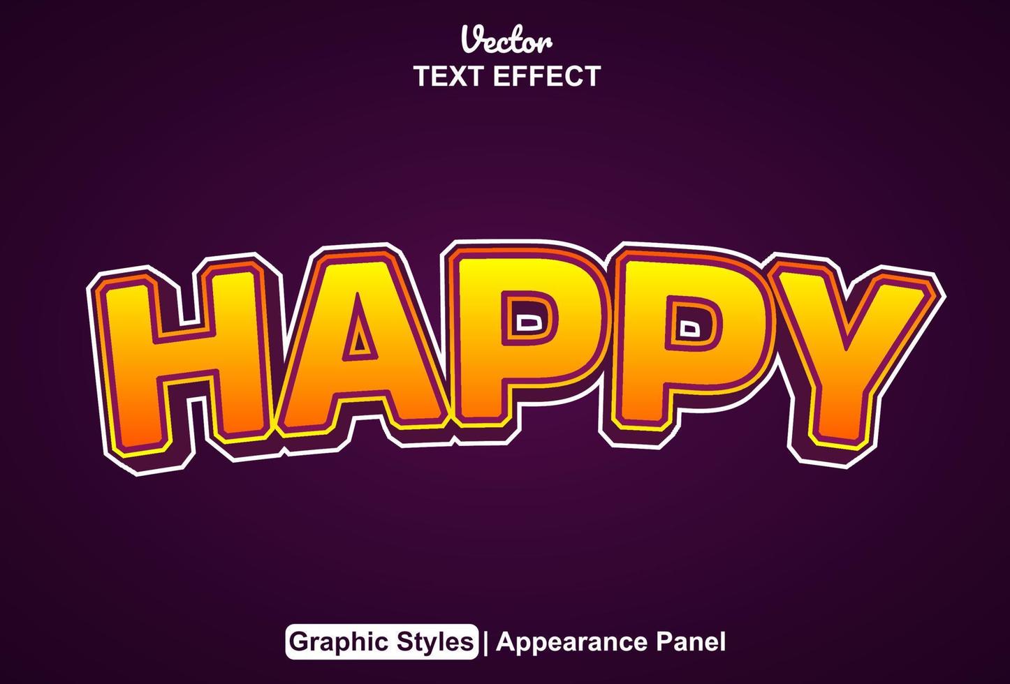 happy text effect with graphic style and editable. vector