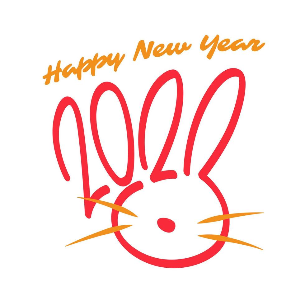 2023 Typography Text Logo with a rabbit Concept Happy New Year vector