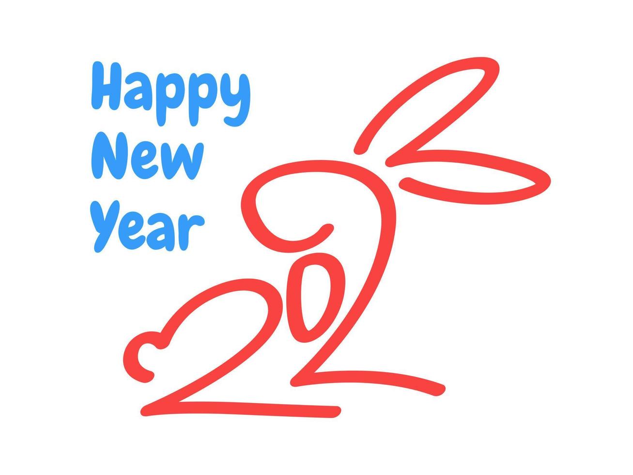 2023 Typography Text Logo with a rabbit Concept Happy New Year vector