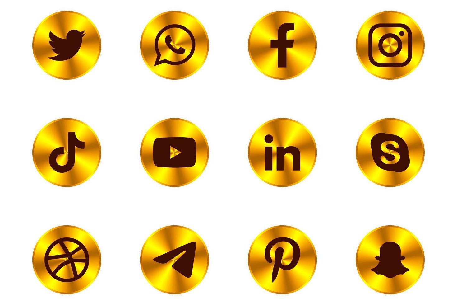 Luxurious realistic collection of types of social media logo icons vector