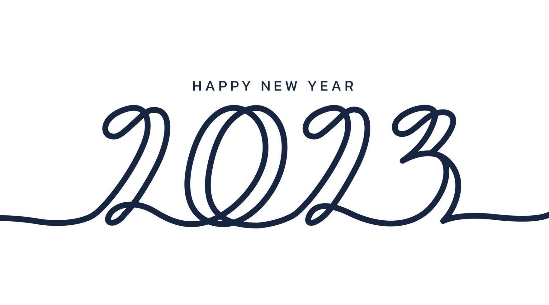 2023 Lettering Line. Happy New Year Continous Style vector