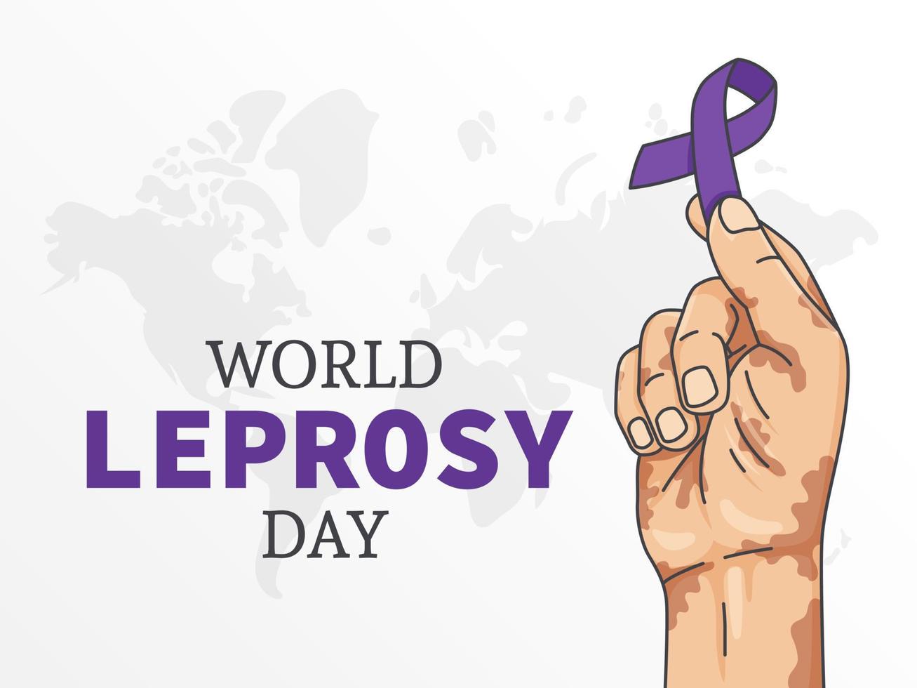World Leprosy Day Vector Illustration Symbol. Healthcare Leprosy Design. Awareness Concept with Purple Ribbon
