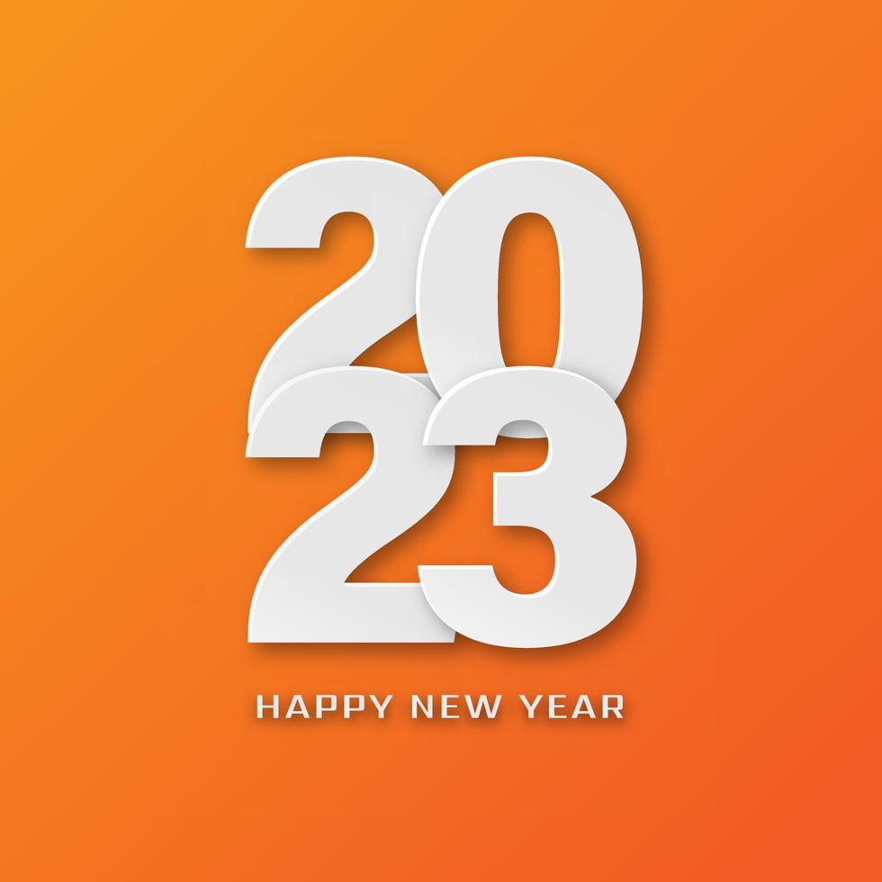 Simple 2023 Happy New Year Card paper cut design vector