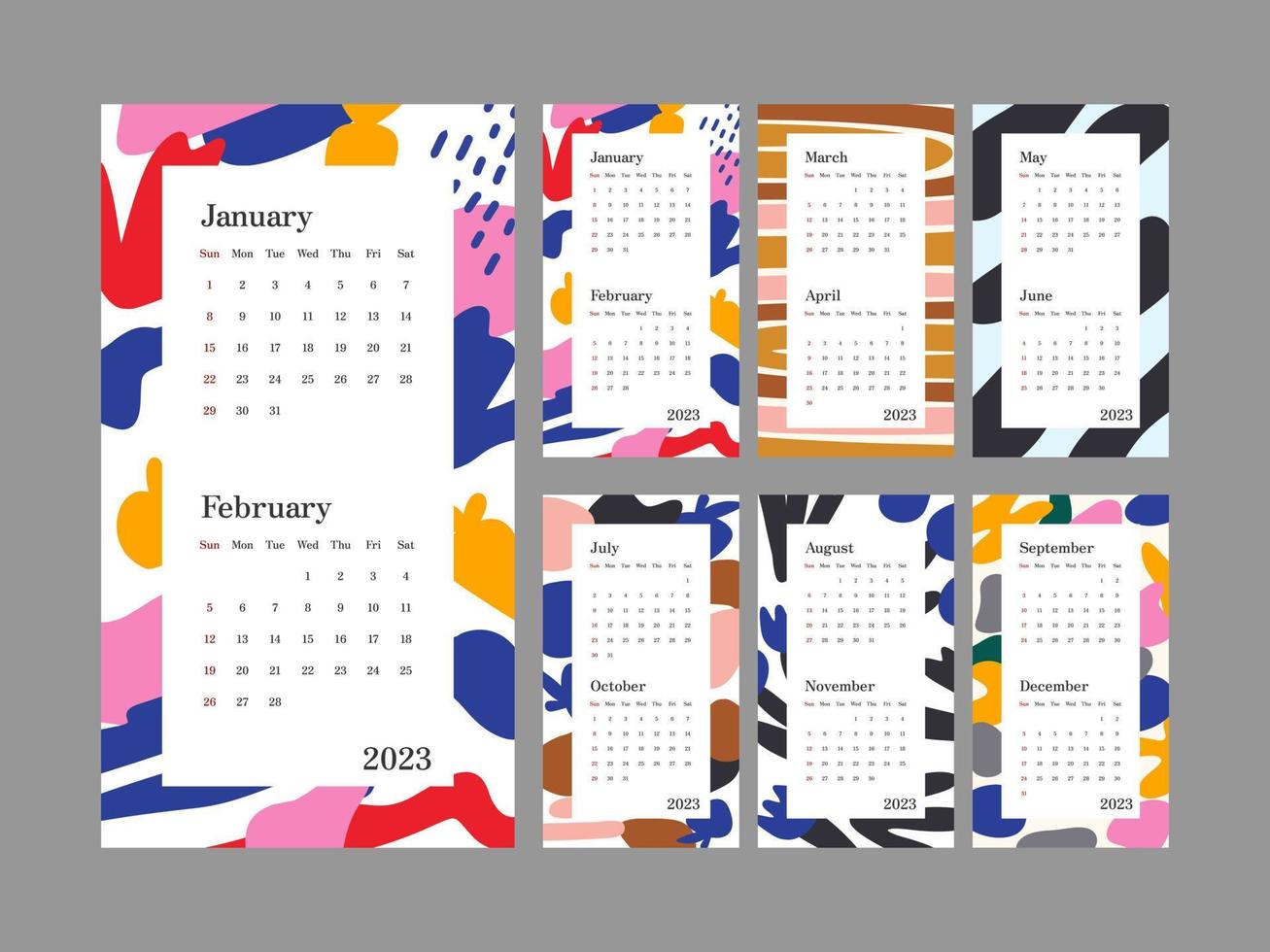 Abstract Calendar 2023 New Year Design vector