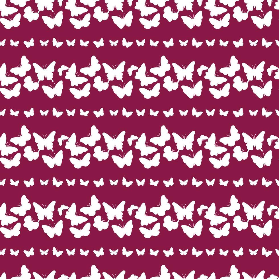 Butterfly silhouettes pattern. Seamless background with flying insects. Vector repeat illustration with different butterflies for summer and romantic designs, textile, fabric, wrapping paper
