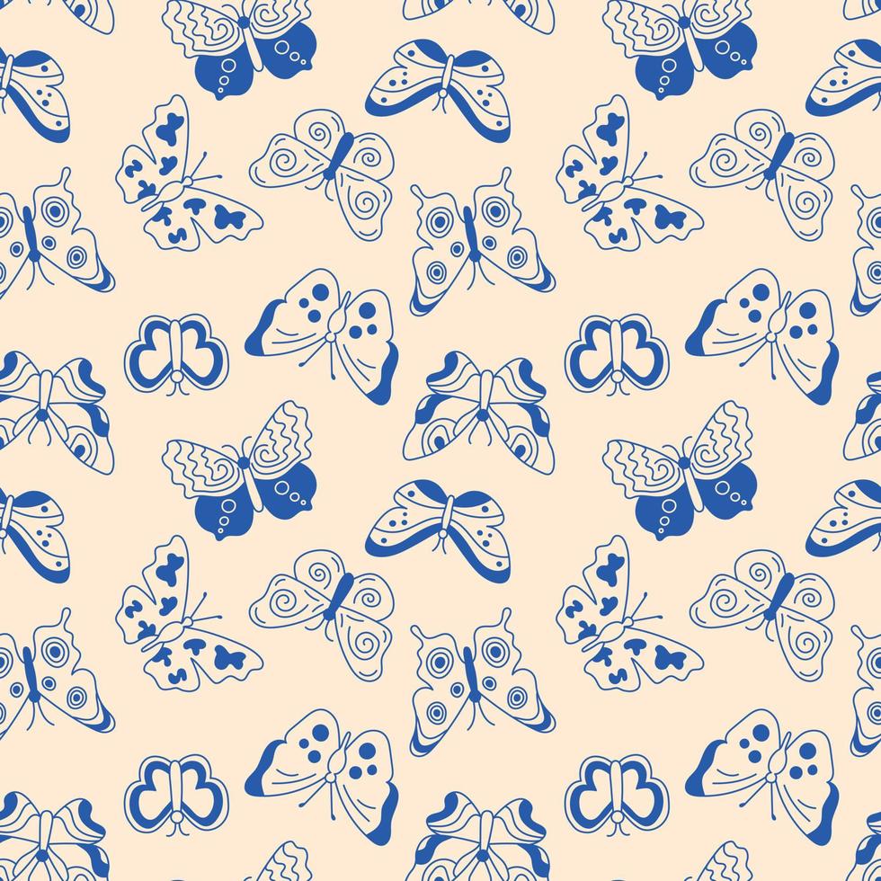 Premium Vector  Seamless flying butterfly pattern