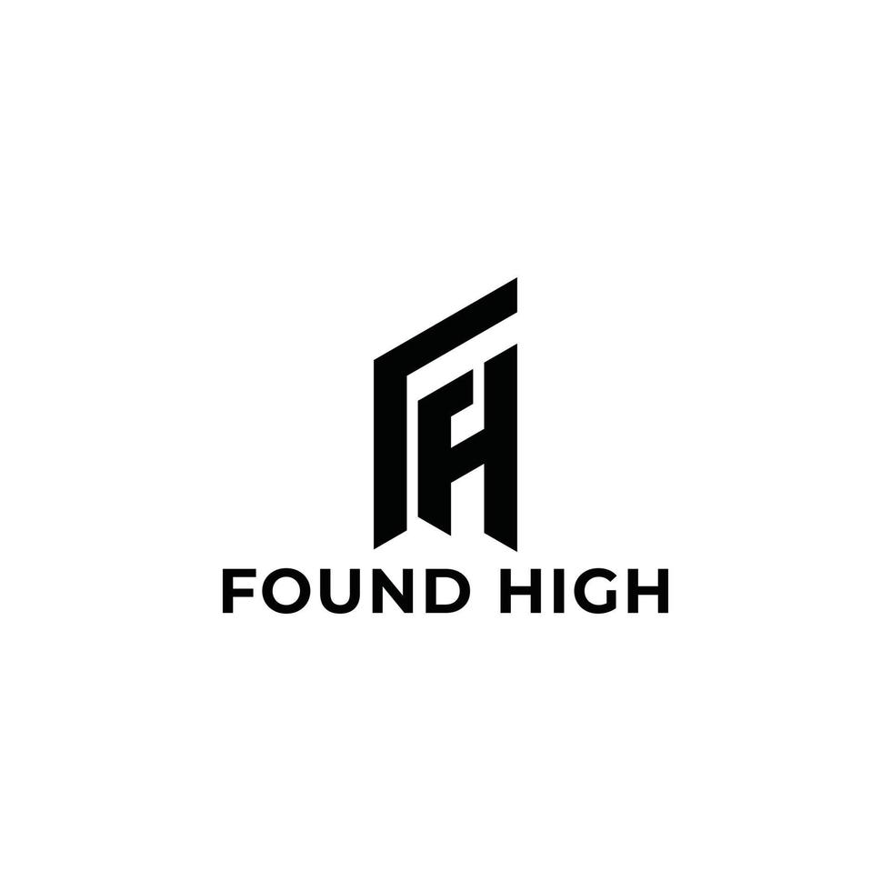 logotipo de letra inicial abstracta fh o hf en color negro aislado en fondo blanco solicitado para el logotipo de fotógrafo de arquitectura también adecuado para las marcas o empresas que tienen el nombre inicial hf o fh. vector