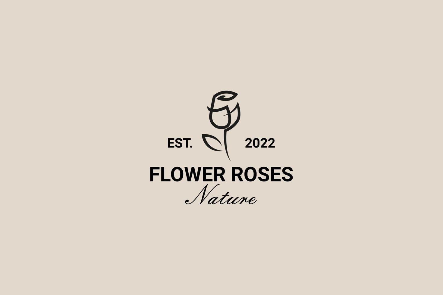 Vintage Style Rose Flower Logo Design Template vector