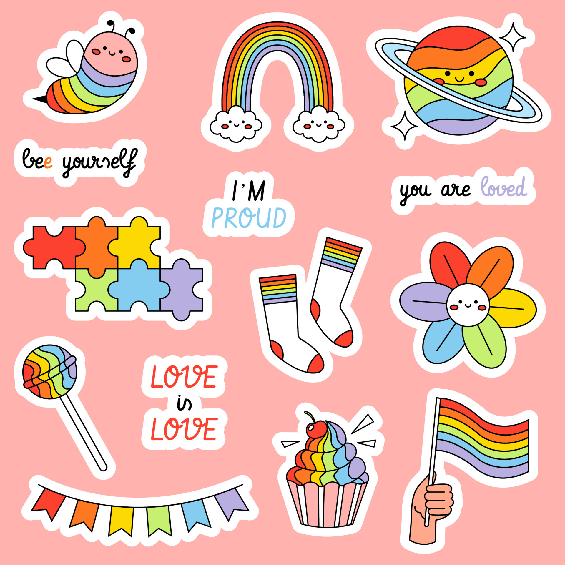 Pride Cartoon Aesthetic LGBTQ Gay Pride' Sticker