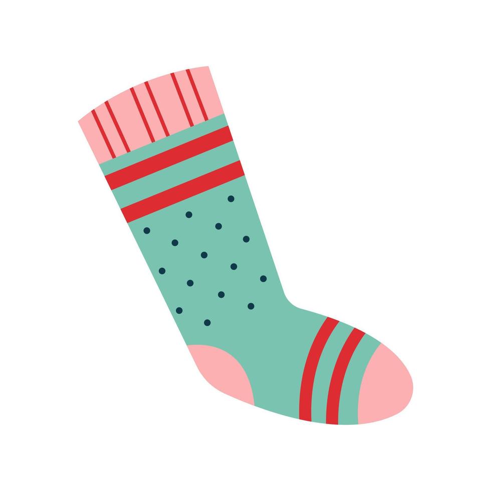 Christmas knitted sock isolated on white background. vector