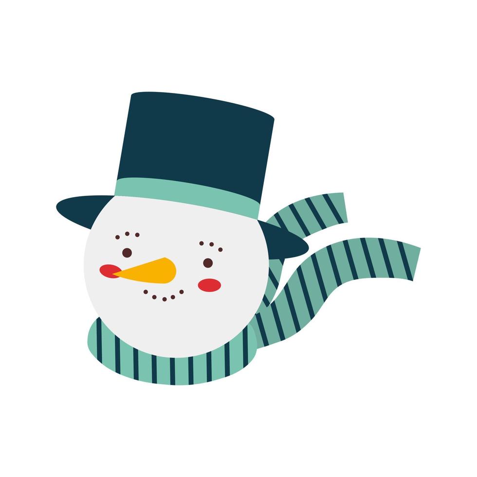 Snowman with hat and scarf. vector