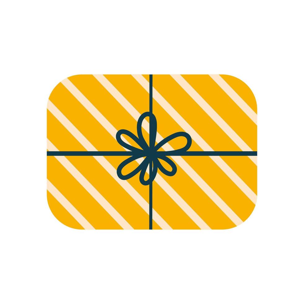 Gift with striped pattern doodle icon. A present for a birthday or Christmas. vector