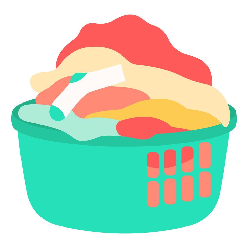 Flat plastic basin with clothes. The concept of cleaning. vector
