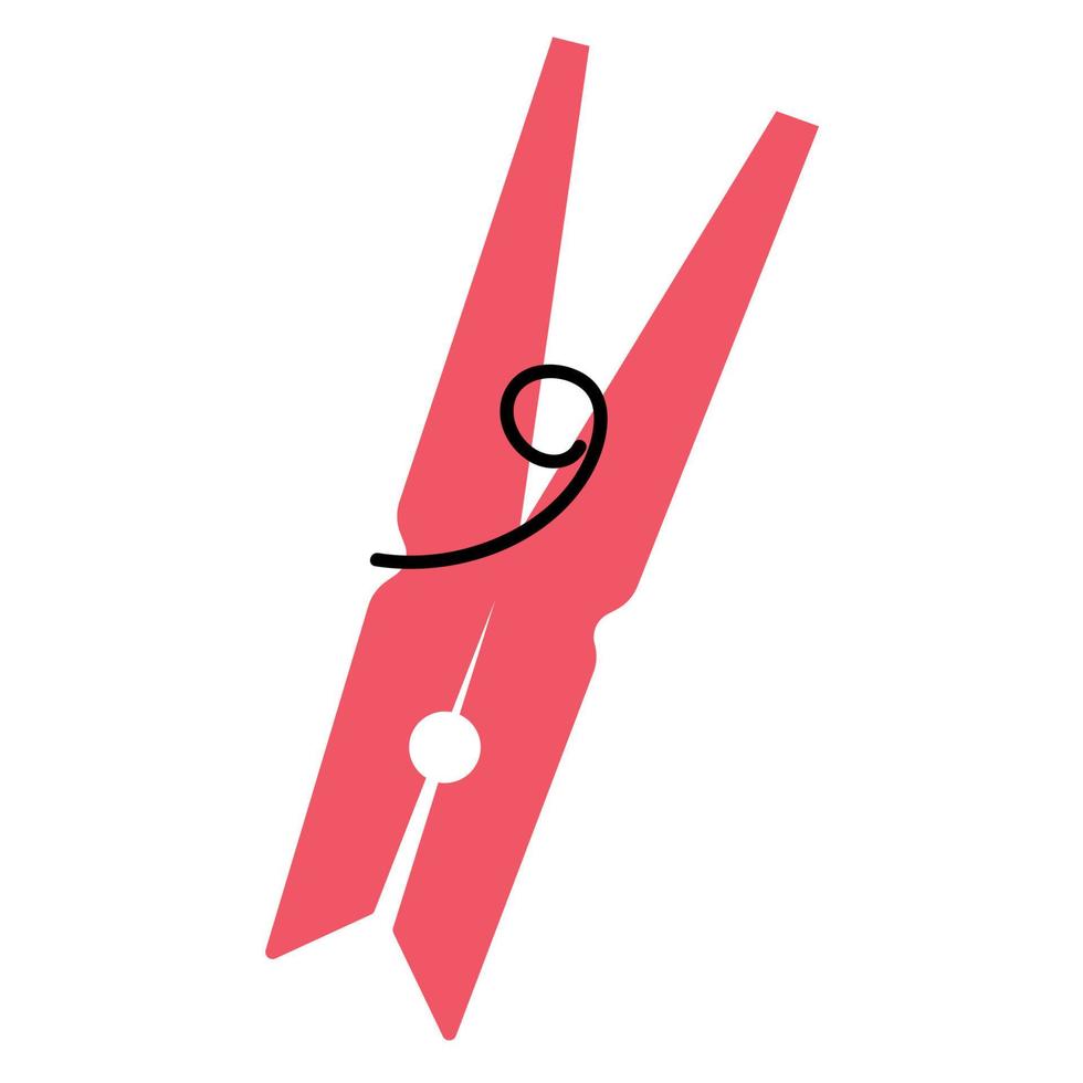 Flat red clothes pin. vector