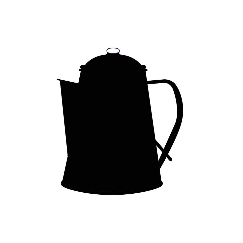 Kettle Silhouette. Black and White Icon Design Elements on Isolated White Background vector