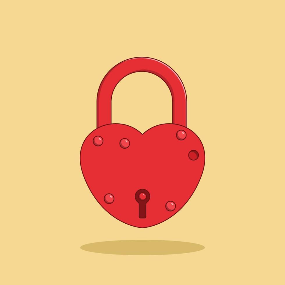 Love Lock Vector Icon Illustration. Object Vector. Flat Cartoon Style Suitable for Web Landing Page, Banner, Flyer, Sticker, Wallpaper, Background