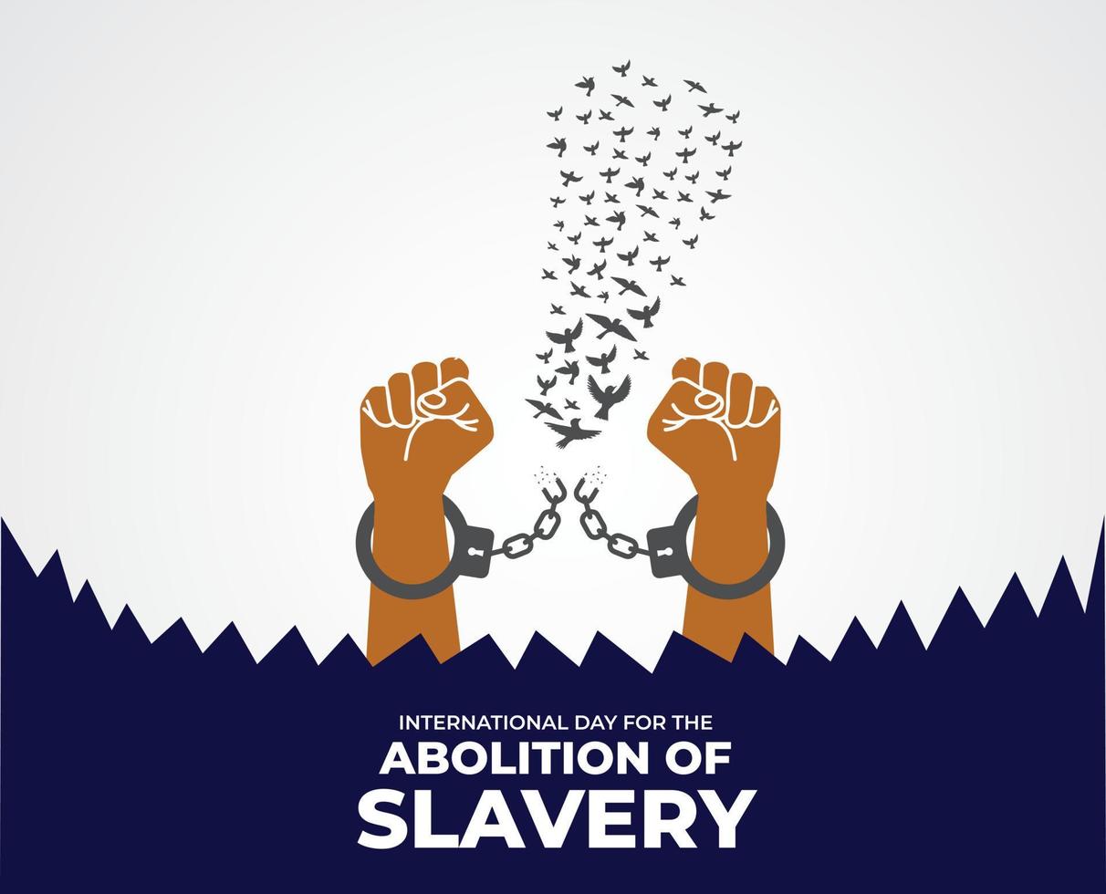 International Day for the Abolition of Slavery. December 2. Hand with Chain and background. Template for banner, card, poster. Vector illustration.