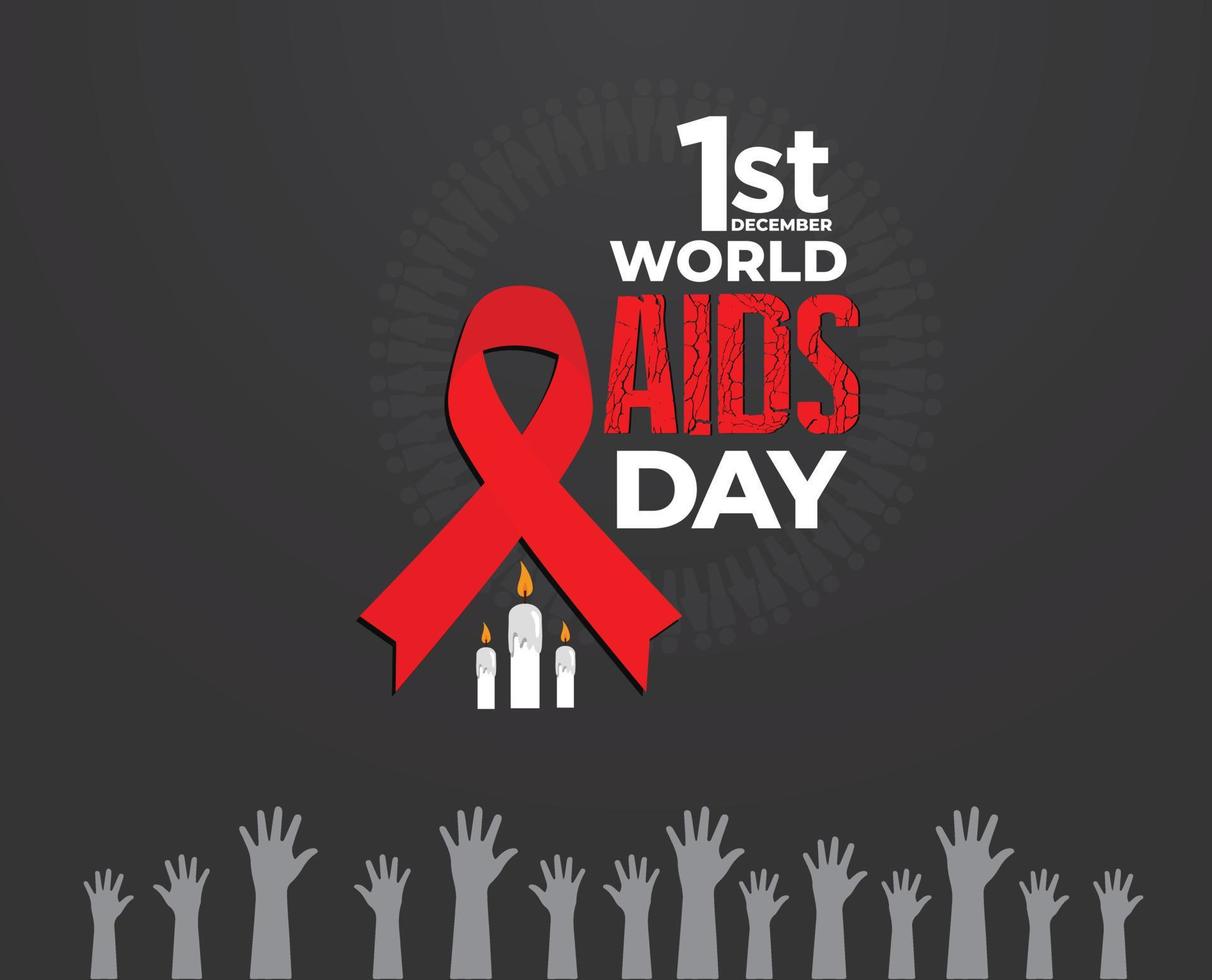 World AIDS Day. Aids Day with Red ribbon concept. Aids Awareness icon design for poster, banner, t-shirt. Vector illustration isolated on white background.