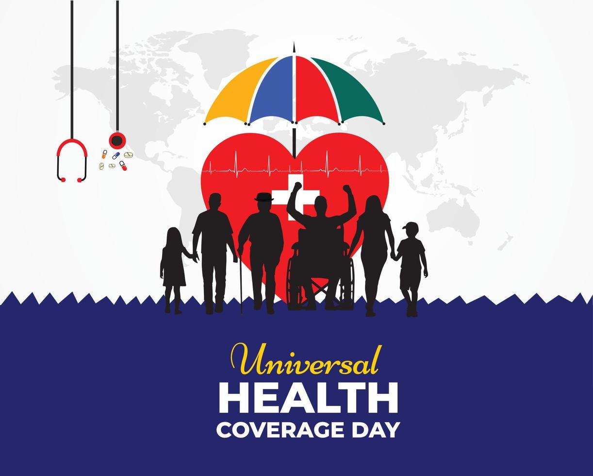 International Universal Health Coverage Day. December 12. Template for background, banner, card, poster with text inscription. Vector illustration.