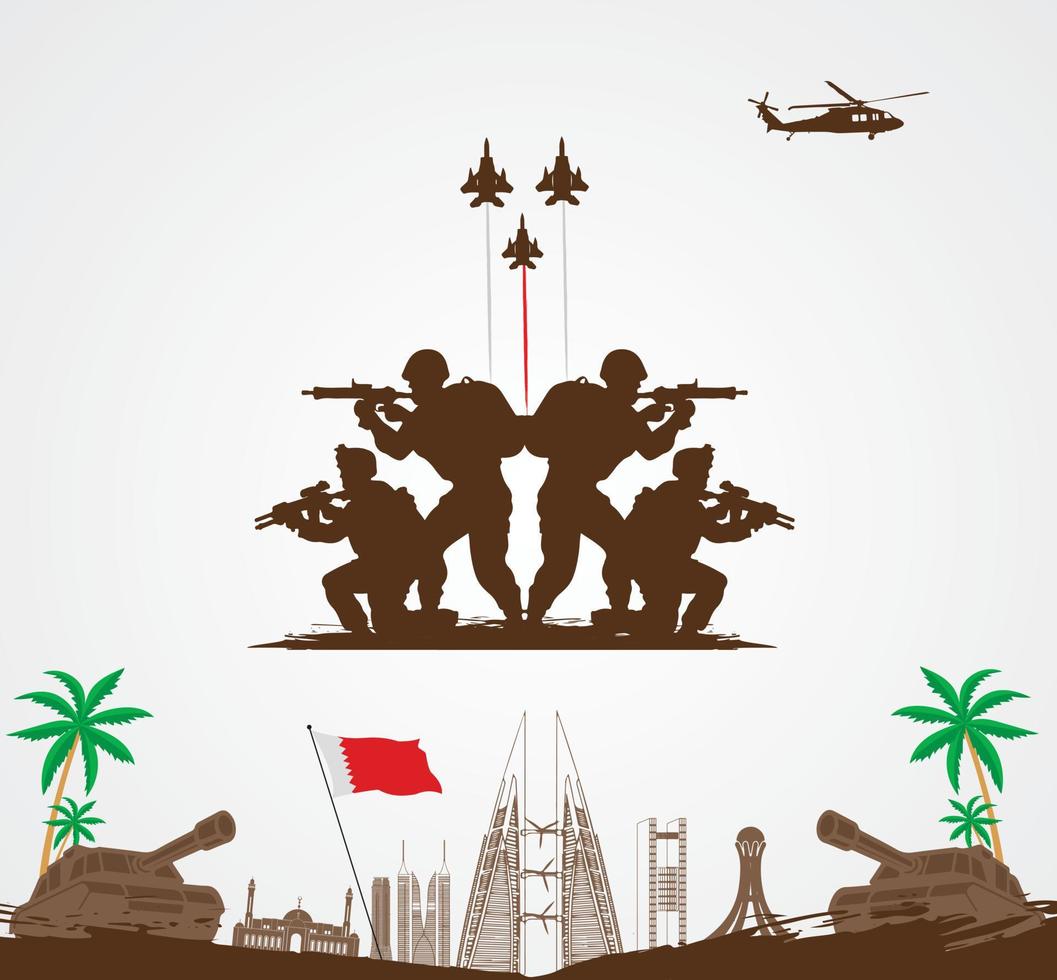 Bahrain national day. Bahrain defense day concept. 16 December. Template for background, banner, card, poster with text inscription. Vector illustration.