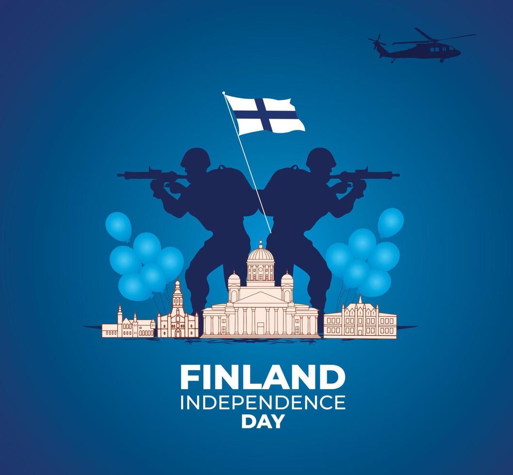 Finland Independence Day. 6 December. Finland Defense Day concept. Template for background, banner, card, poster. Vector illustration.