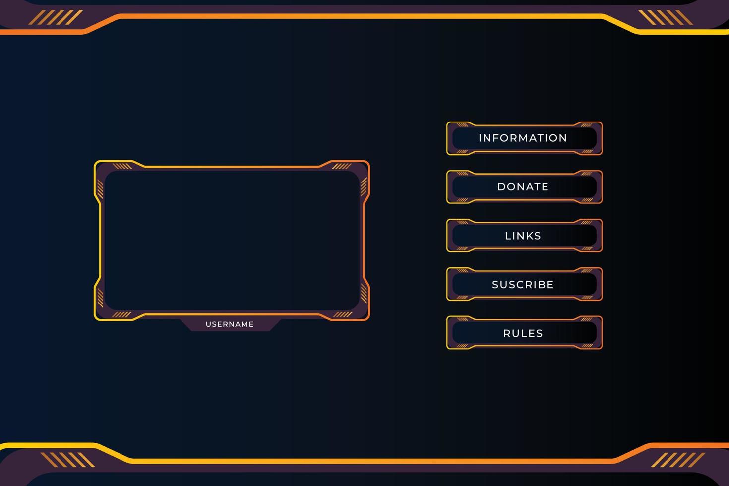 Set of modern twitch gaming panels for ui design template vector