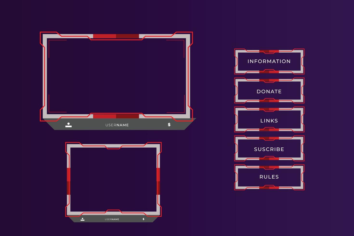 conjunto de paneles de juego de contracción modernos para plantilla de diseño de interfaz de usuario vector