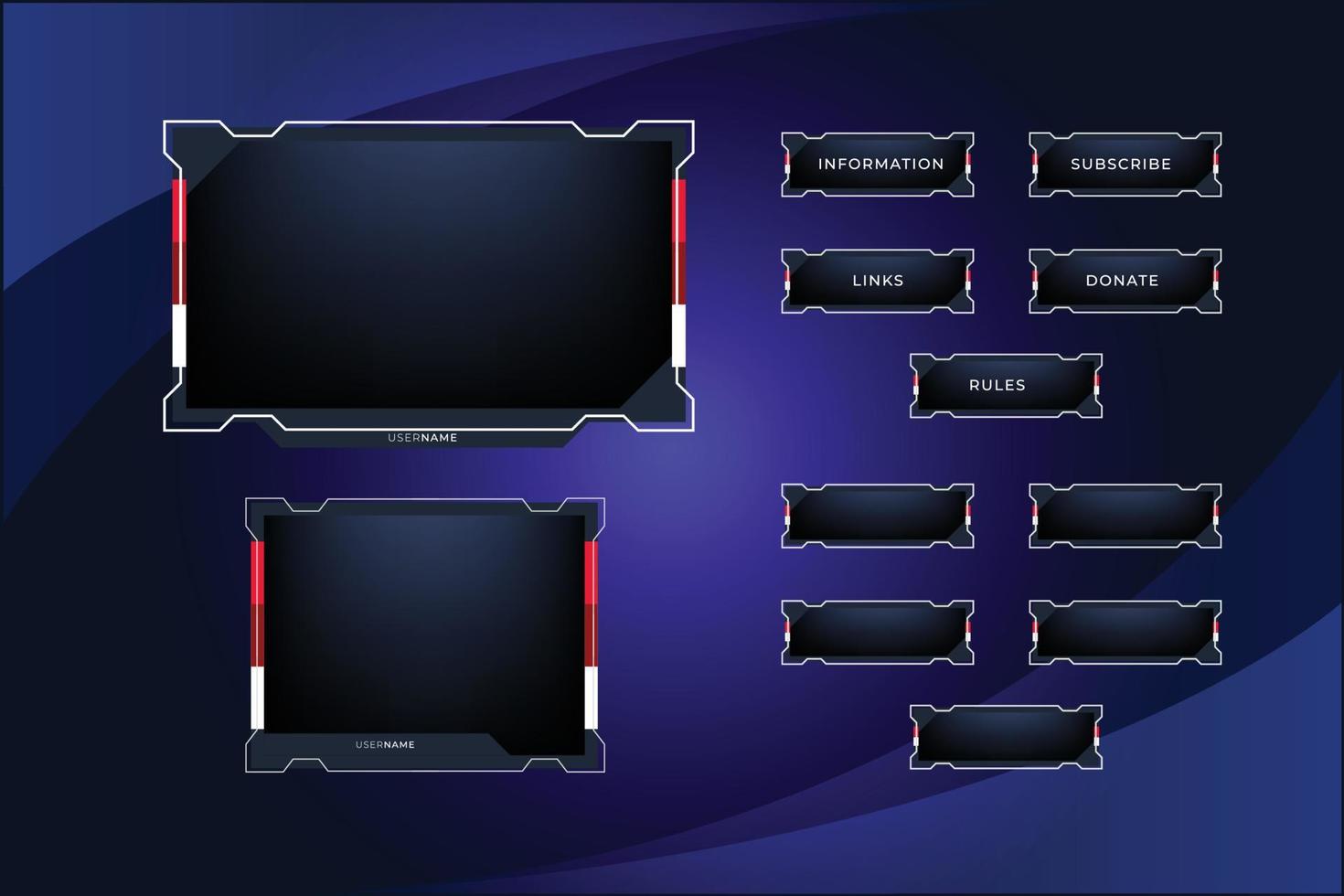 Set of twitch panels with abstract  shapes template vector